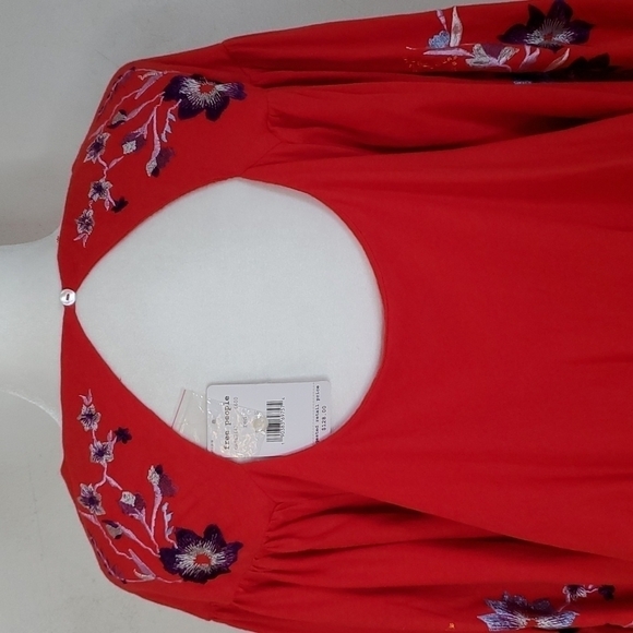 NWT Free People Lita Red Embroidered Top Size Small - Picture 10 of 12